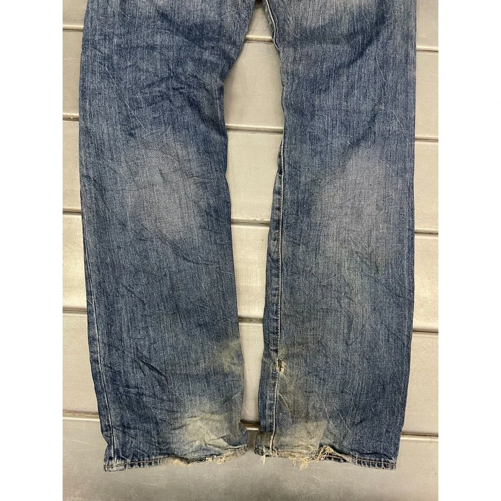 Levis 505 Jeans Straight Fit Jeans Mens 35x34 Blue Medium Wash‎ Denim Faded
